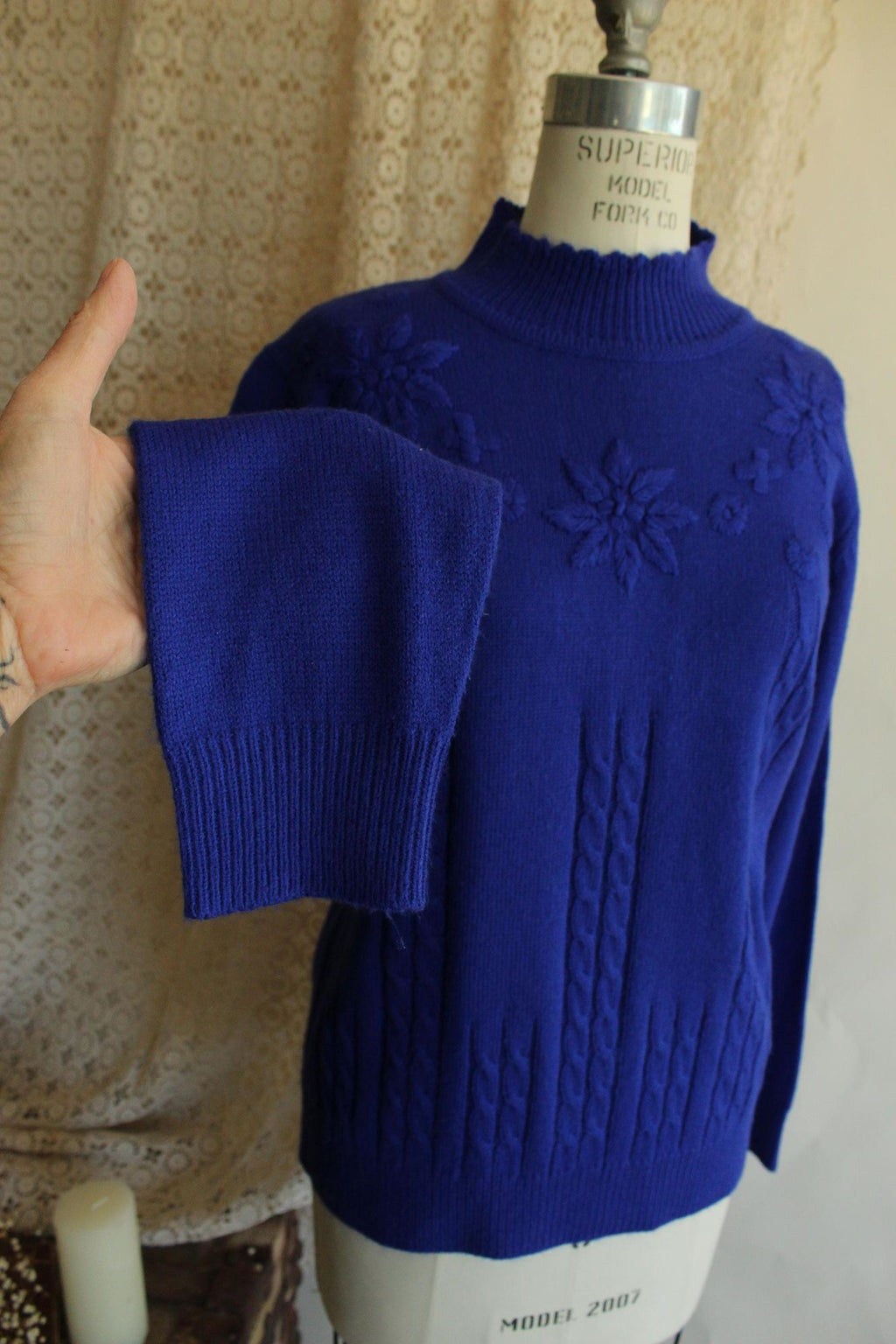 Vintage 1990s Salon Studio Royal Blue Acrylic Sweater