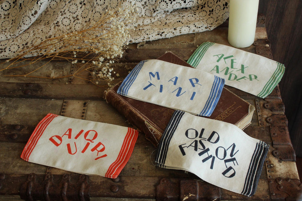Vintage 1950s Novelty Drink Set of Eleven Cocktail/Bar Napkins