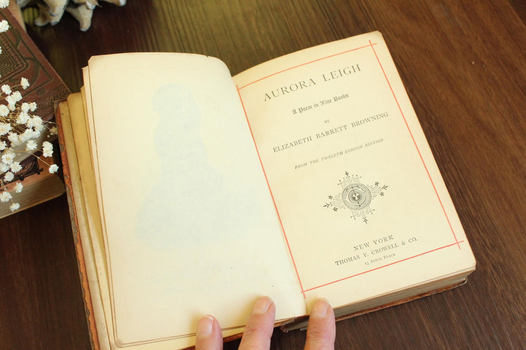 Vintage 1880s Book, Elizabeth Barrett Browning, "Aurora Leigh, A Poem in Nine Books"