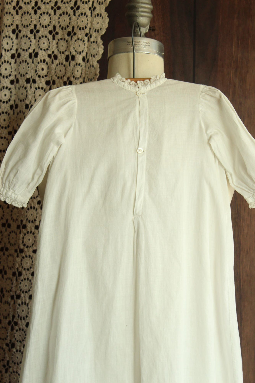 Vintage 1900s White Cotton and Lace Baby Dress