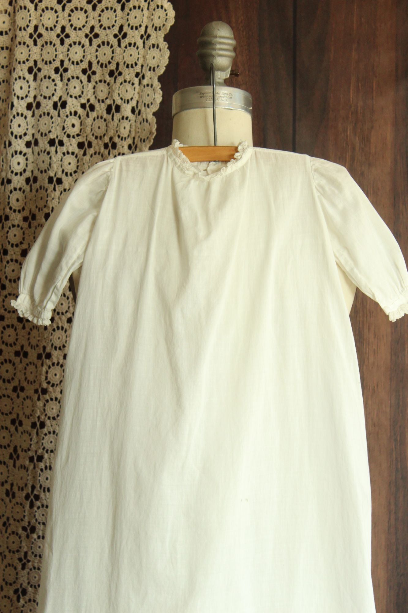 Vintage 1900s White Cotton and Lace Baby Dress