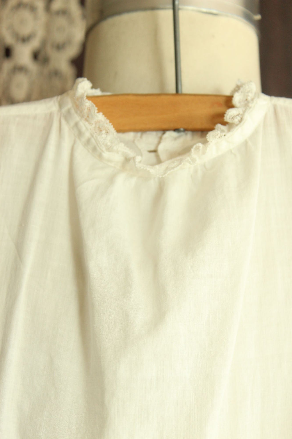 Vintage 1900s White Cotton and Lace Baby Dress