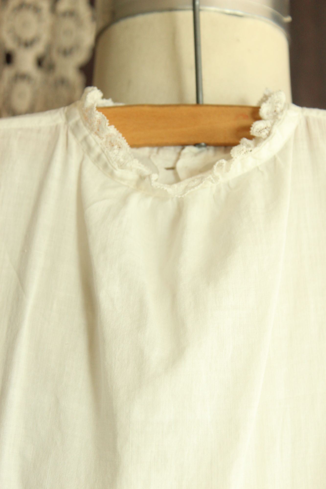 Vintage 1900s White Cotton and Lace Baby Dress
