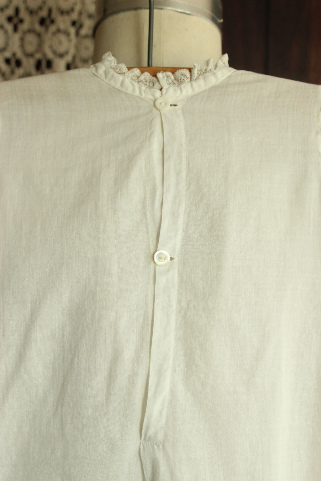 Vintage 1900s White Cotton and Lace Baby Dress
