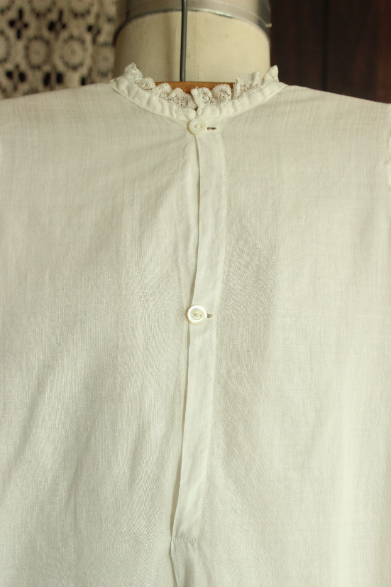 Vintage 1900s White Cotton and Lace Baby Dress