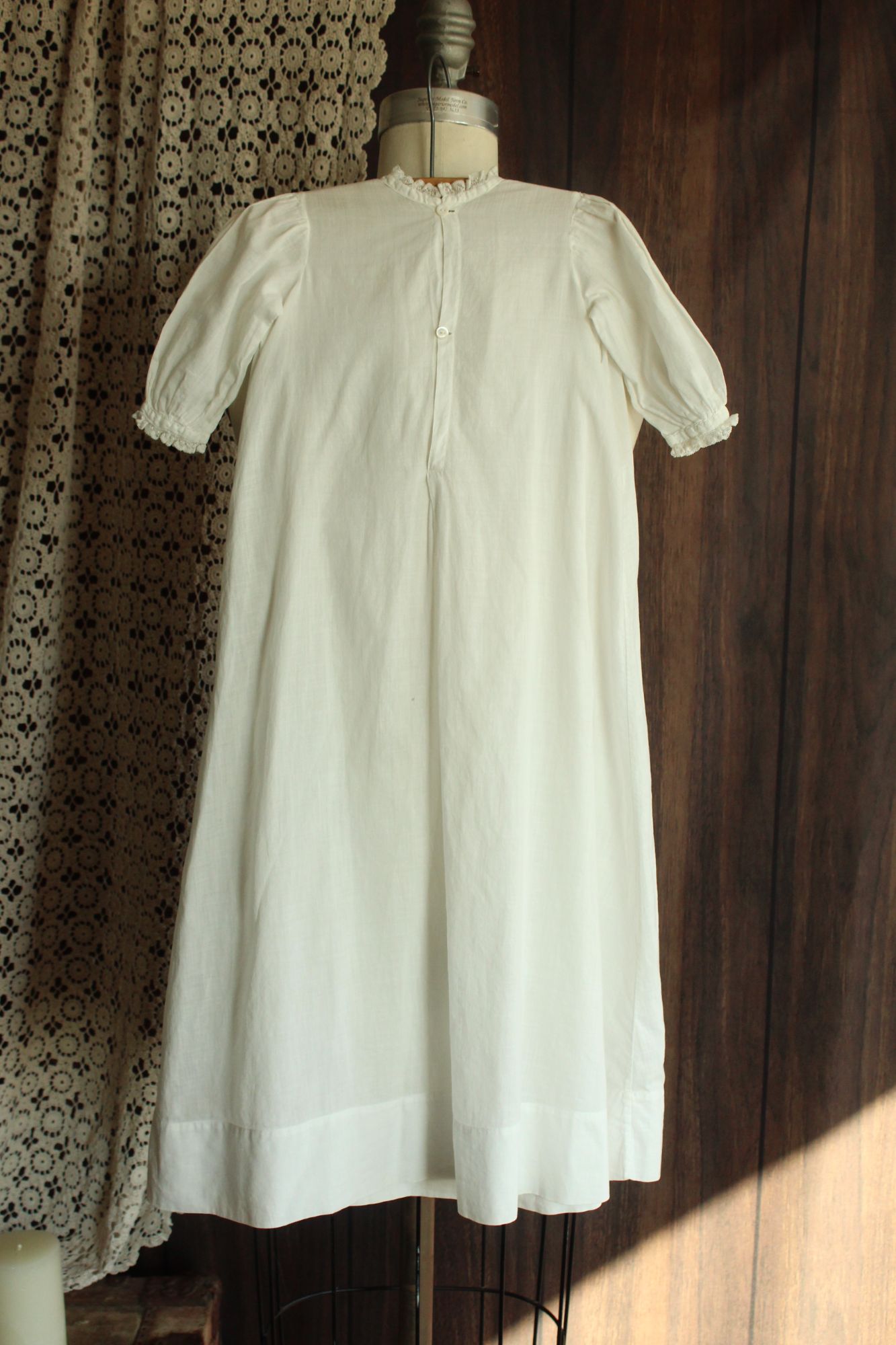 Vintage 1900s White Cotton and Lace Baby Dress