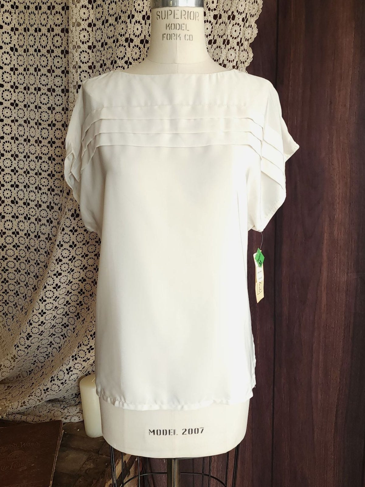 Vintage 1980s NWT Kaki Roberts Winter White Blouse