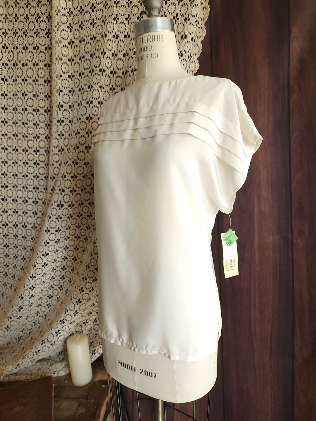 Vintage 1980s NWT Kaki Roberts Winter White Blouse