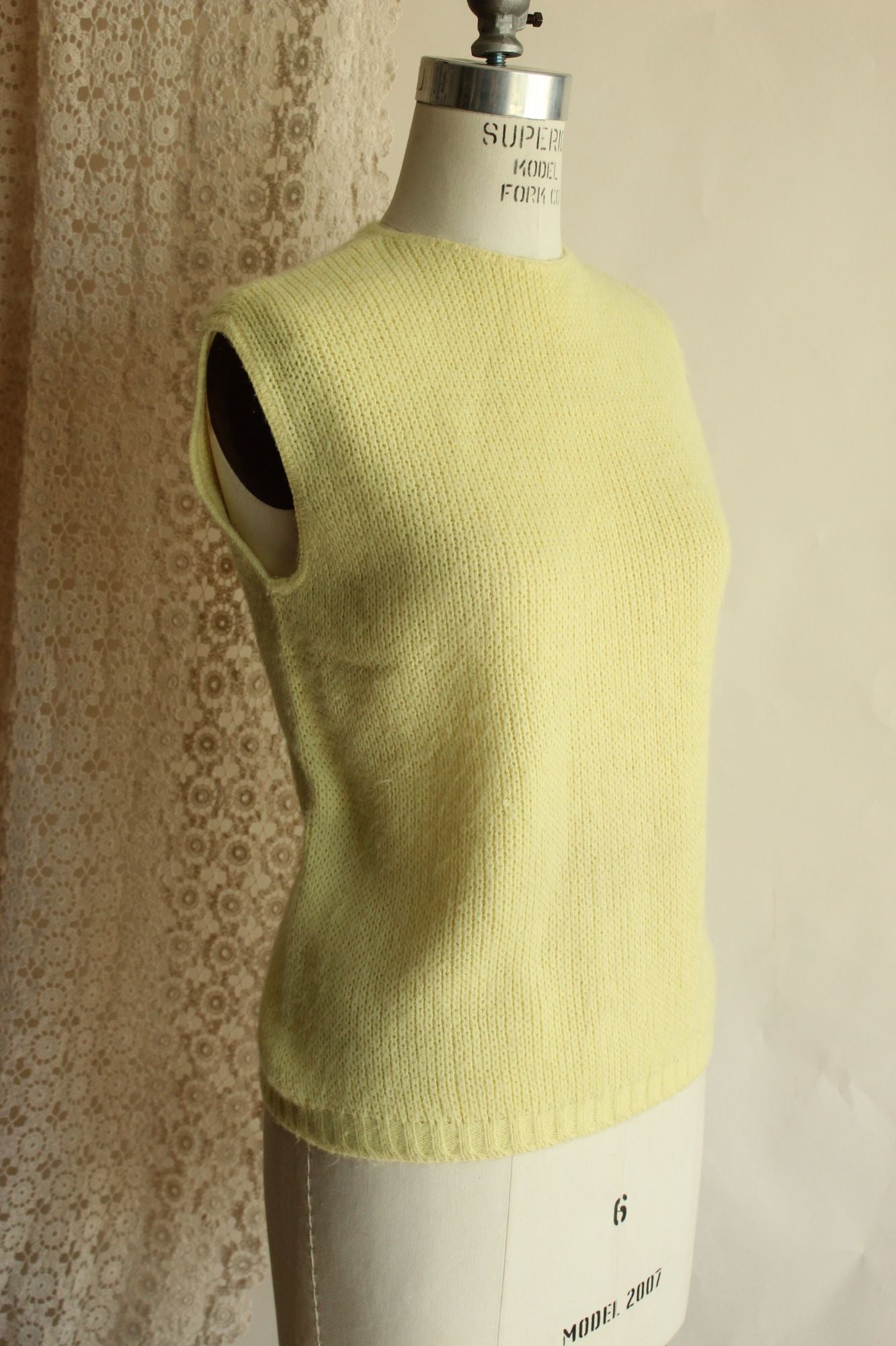 Vintage 1960s Classic Creations Yellow Knit Sweater Vest