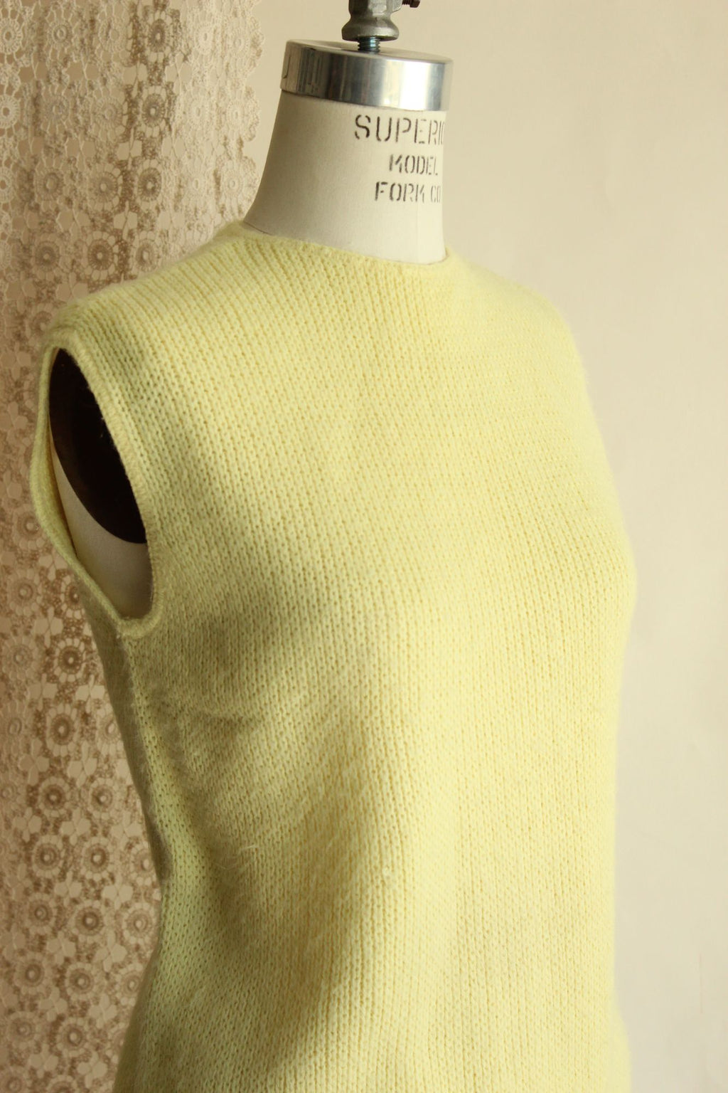 Vintage 1960s Classic Creations Yellow Knit Sweater Vest