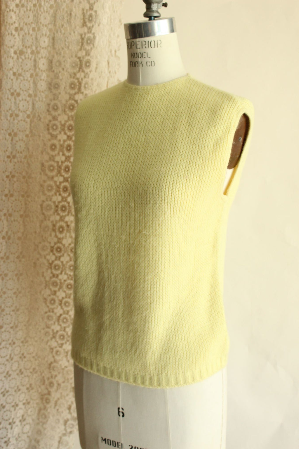 Vintage 1960s Classic Creations Yellow Knit Sweater Vest