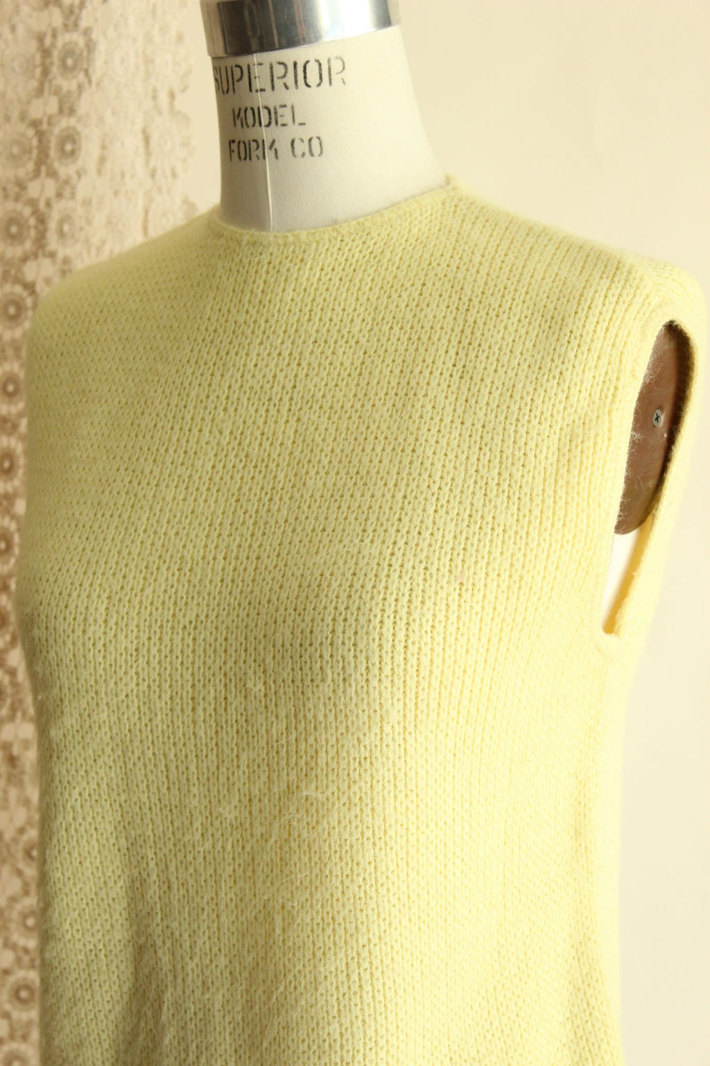 Vintage 1960s Classic Creations Yellow Knit Sweater Vest