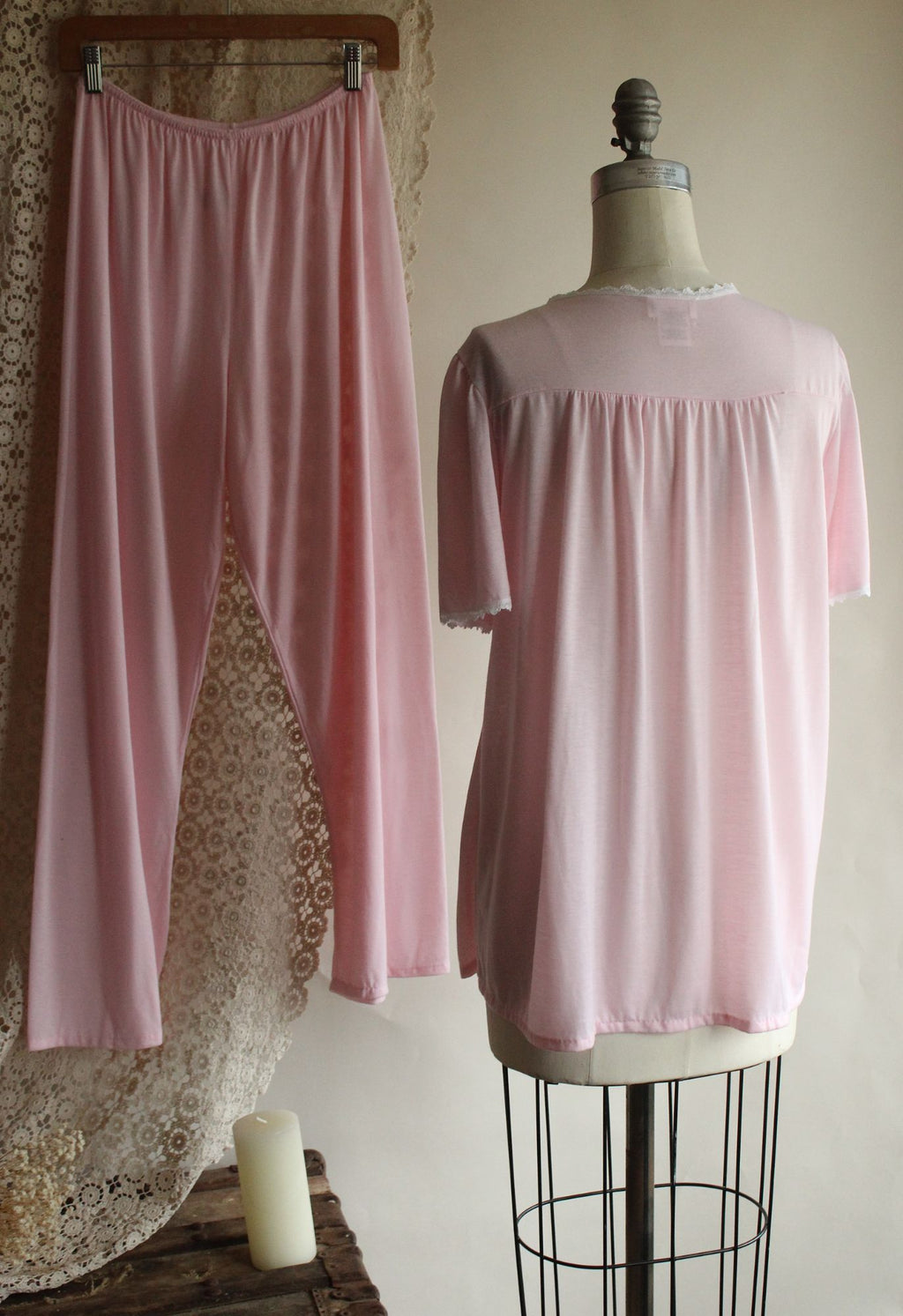 Vintage 2000s Pink Adonna PJ Pants And Top Set