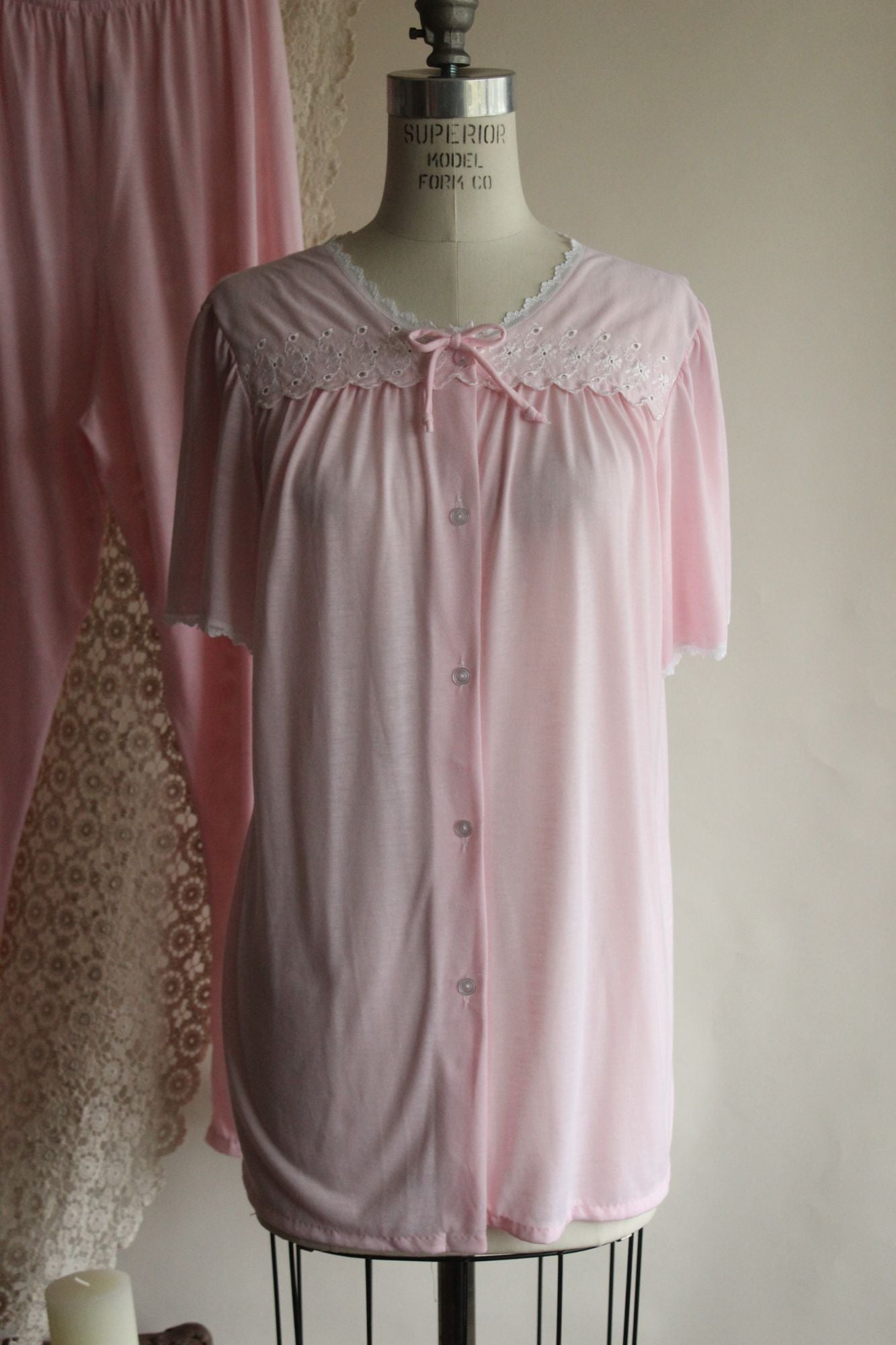 Vintage 2000s Pink Adonna PJ Pants And Top Set