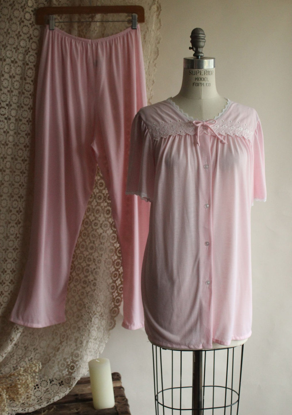 Vintage 2000s Pink Adonna PJ Pants And Top Set