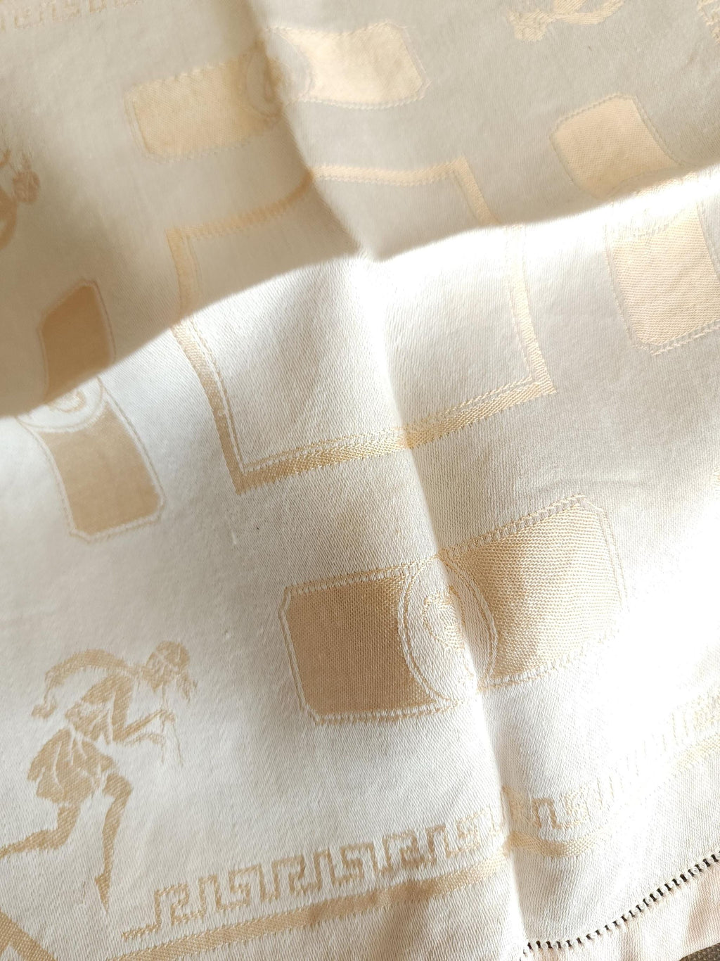 Vintage 1920s 1930s Damask Luncheon Napkin in a Hellenic Greek Motif