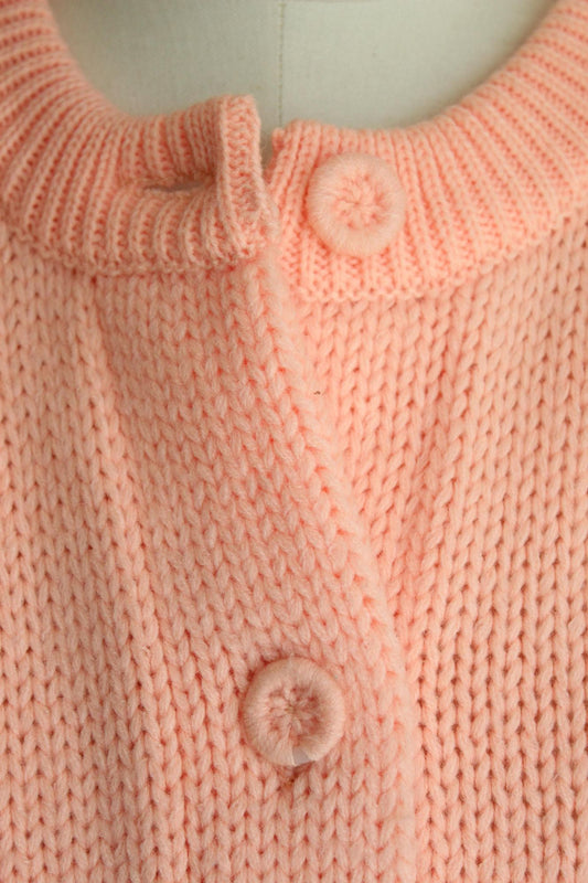 Vintage 1960s Full Fashioned Orange Knit Cardigan Sweater