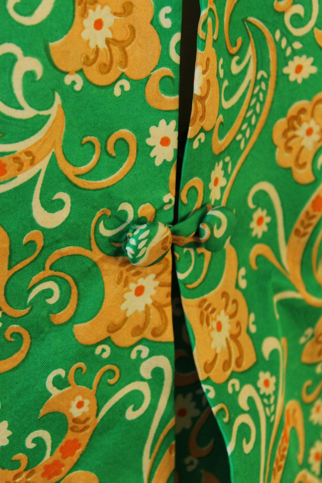 Vintage 1960s Green and Gold Silk Jacket and Skirt Suit