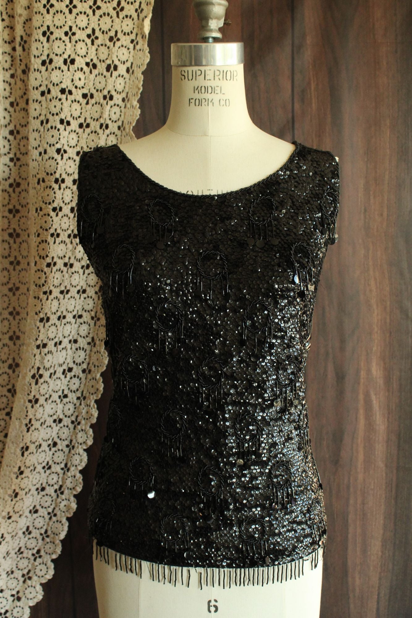 Vintage 1960s Forecast Shops Beaded and Sequined Sweater Top