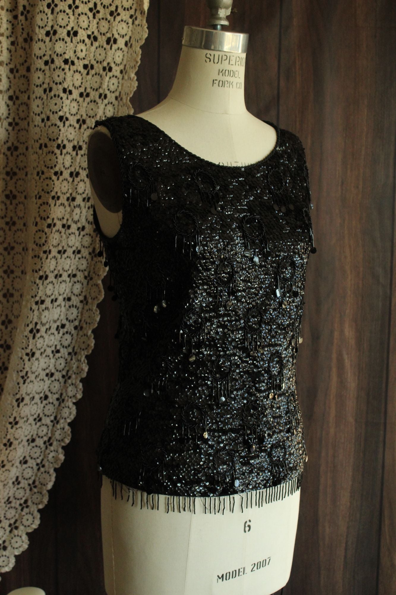 Vintage 1960s Forecast Shops Beaded and Sequined Sweater Top