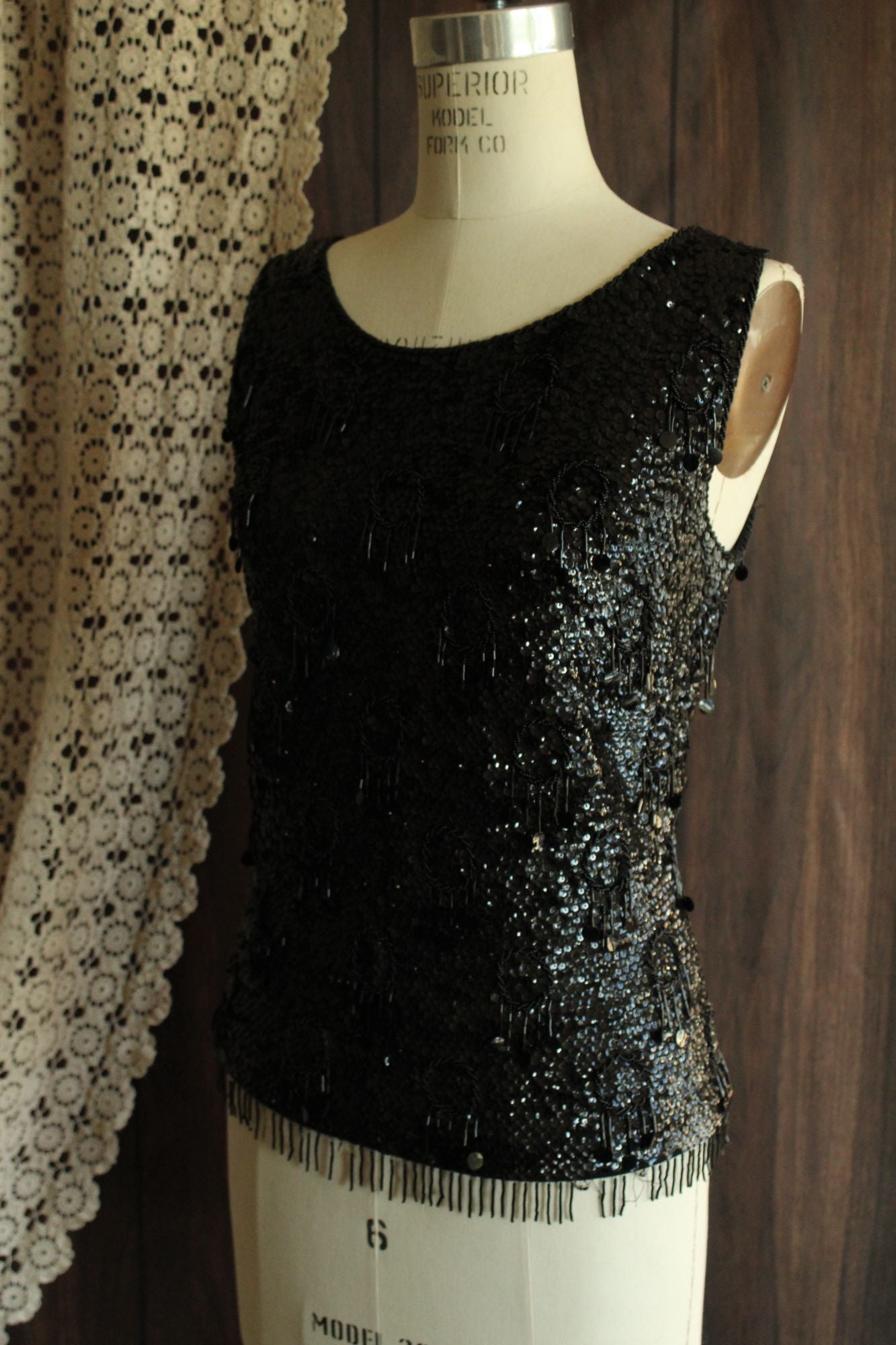 Vintage 1960s Forecast Shops Beaded and Sequined Sweater Top