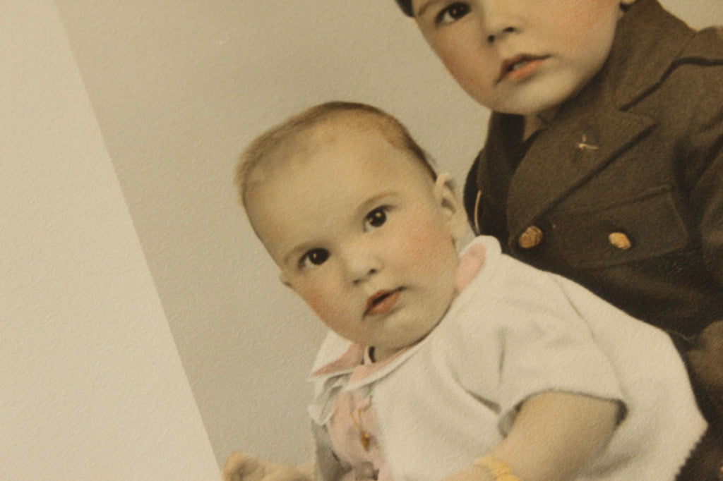 Vintage 1940s Colorized Bother and Sister Photo
