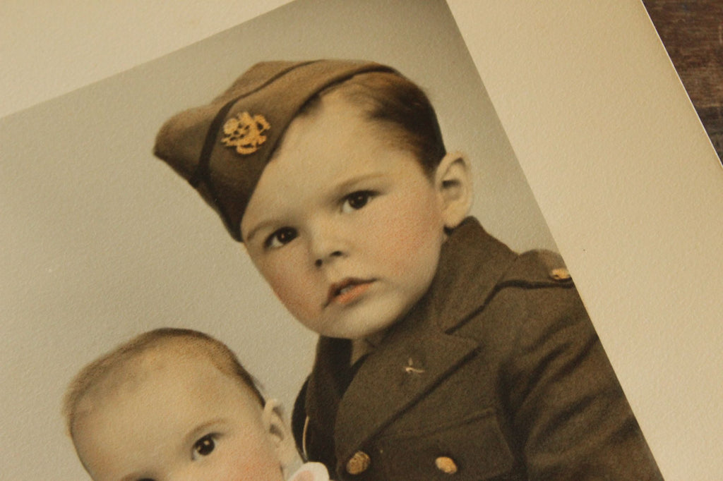 Vintage 1940s Colorized Bother and Sister Photo