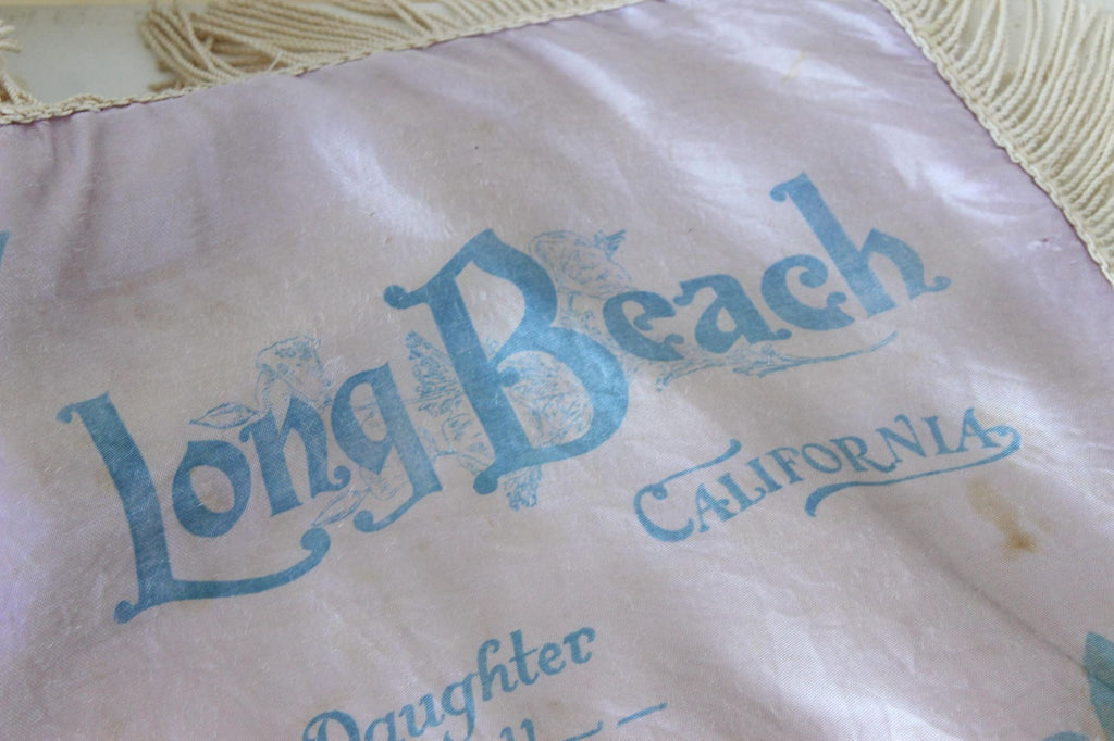 Vintage 1940s Long Beach CA Souvenir Pillowcase