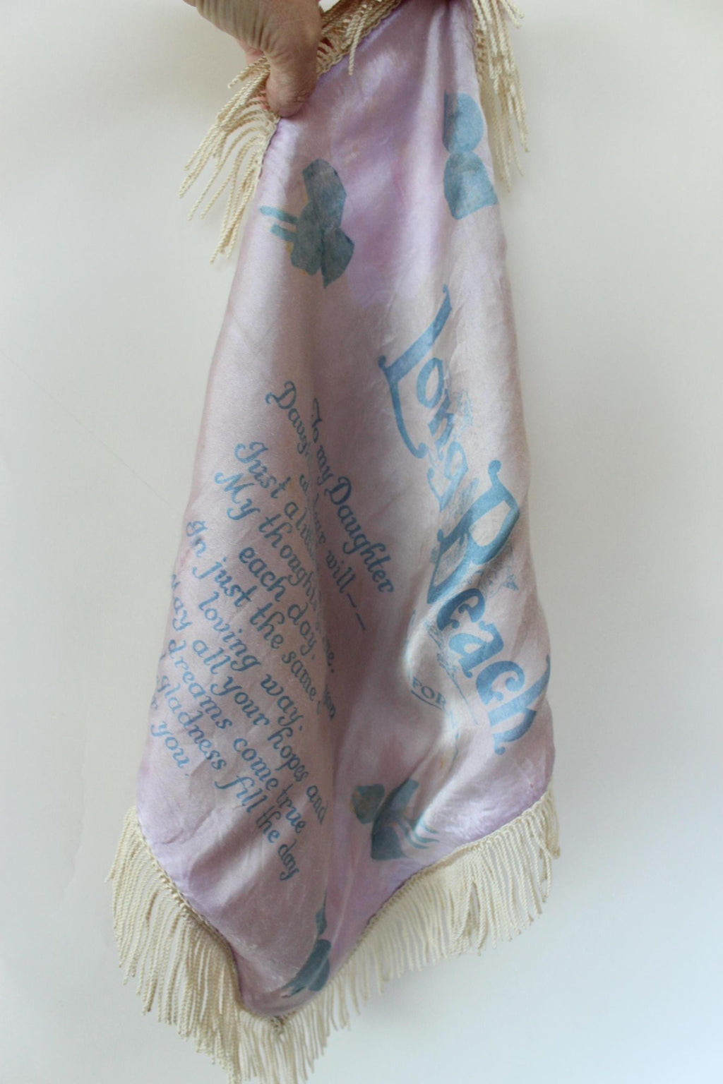 Vintage 1940s Long Beach CA Souvenir Pillowcase