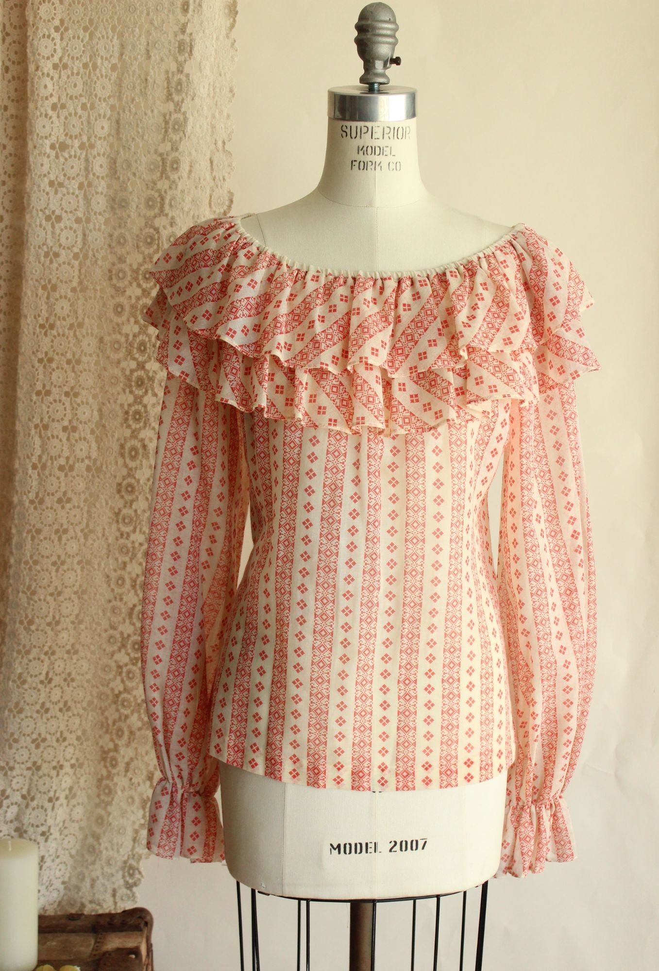 Vintage 1960s 1970s Peasant Style Skirt and Blouse by Neiman-Marcus