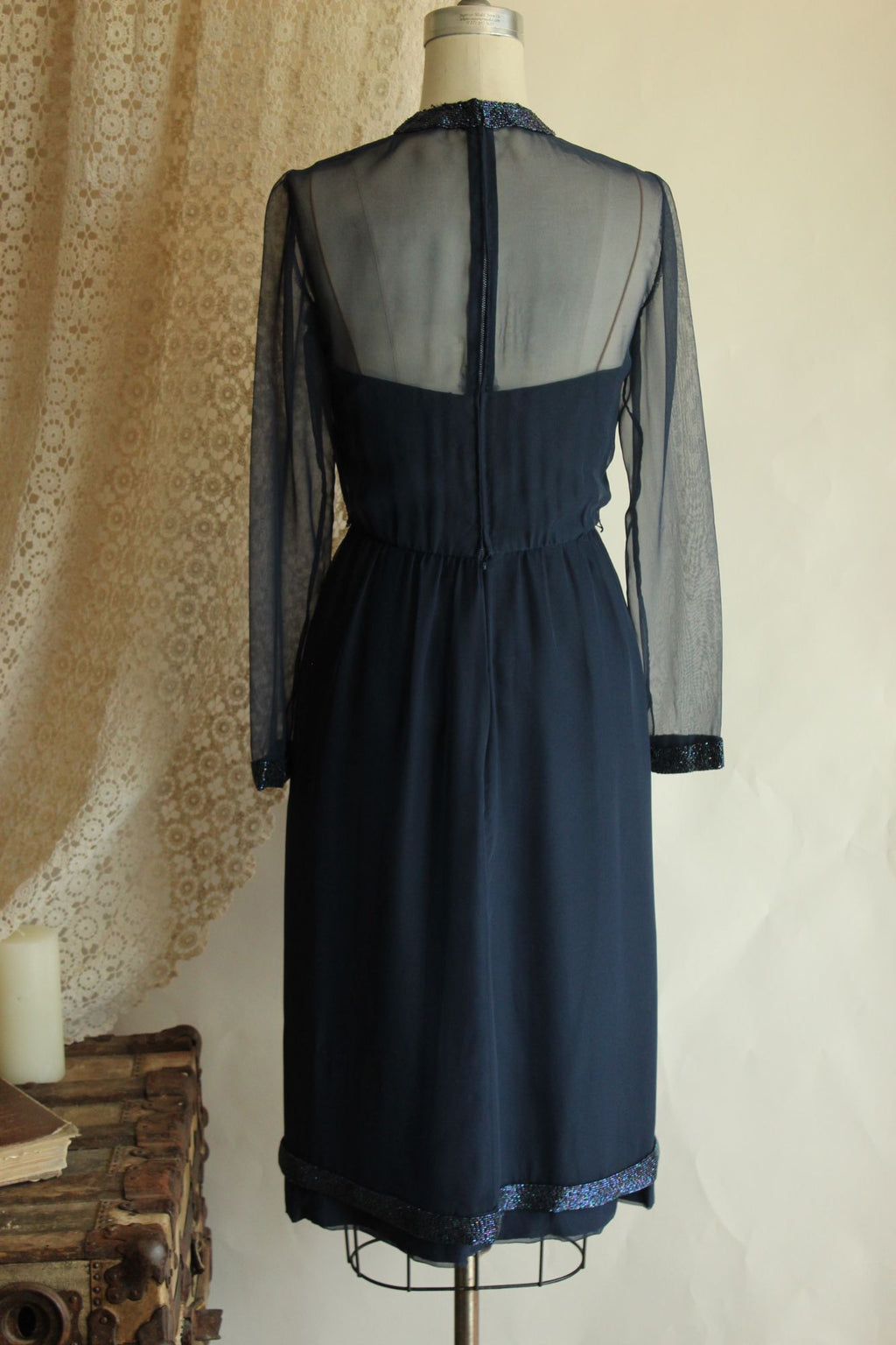 Vintage 1960s Victoria Royal Ltd. Navy Blue Cocktail Dress