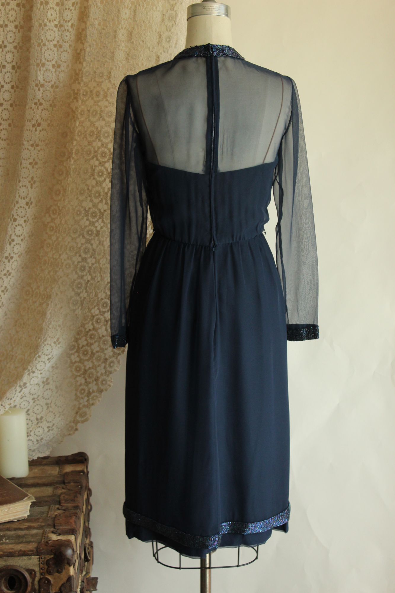 Vintage 1960s Victoria Royal Ltd. Navy Blue Cocktail Dress