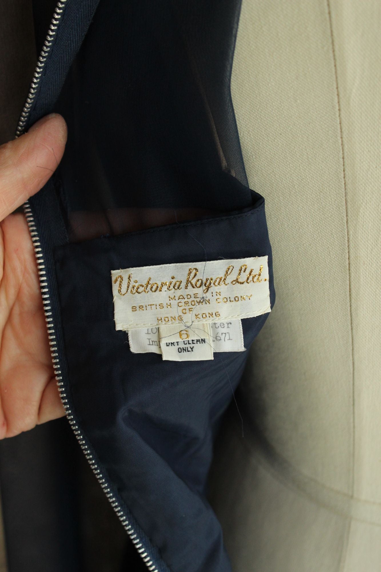 Vintage 1960s Victoria Royal Ltd. Navy Blue Cocktail Dress
