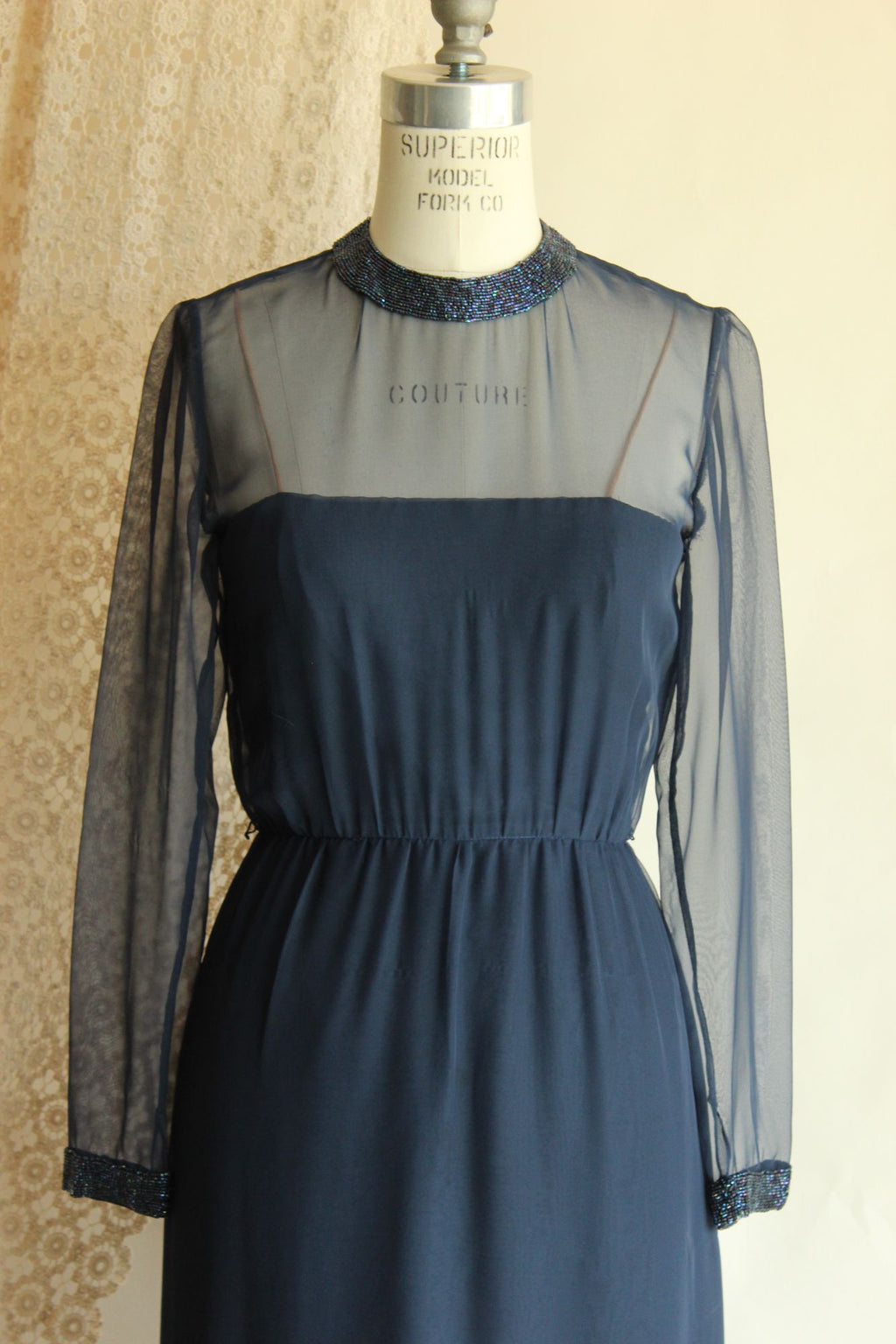 Vintage 1960s Victoria Royal Ltd. Navy Blue Cocktail Dress