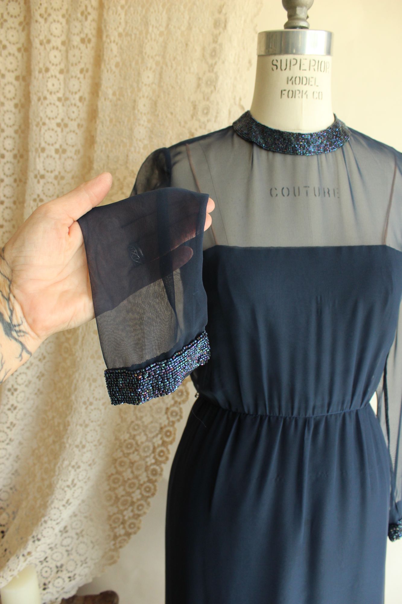 Vintage 1960s Victoria Royal Ltd. Navy Blue Cocktail Dress
