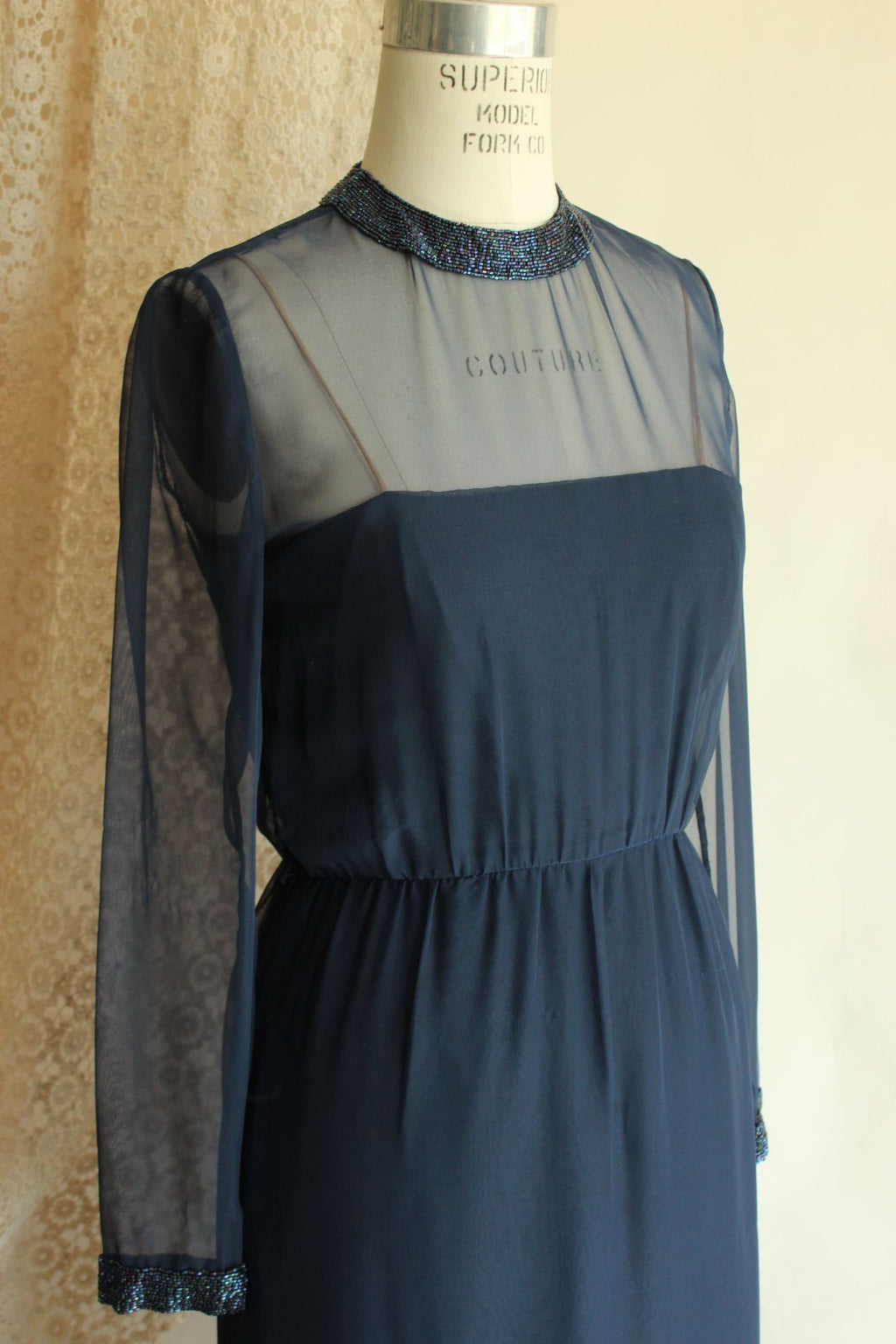Vintage 1960s Victoria Royal Ltd. Navy Blue Cocktail Dress