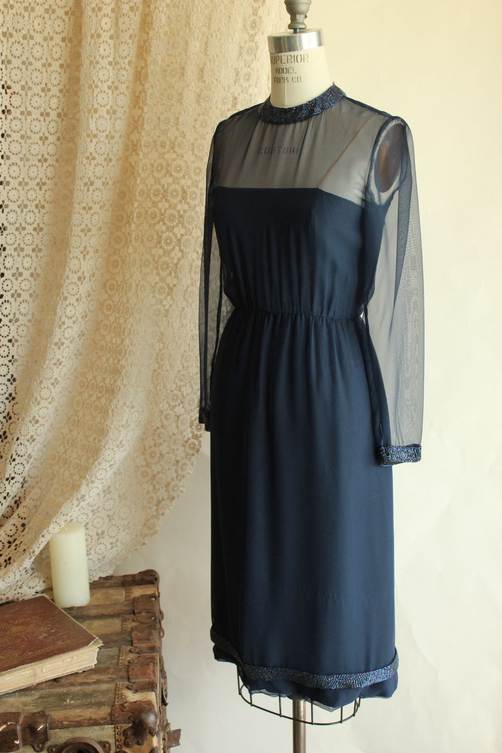 Vintage 1960s Victoria Royal Ltd. Navy Blue Cocktail Dress