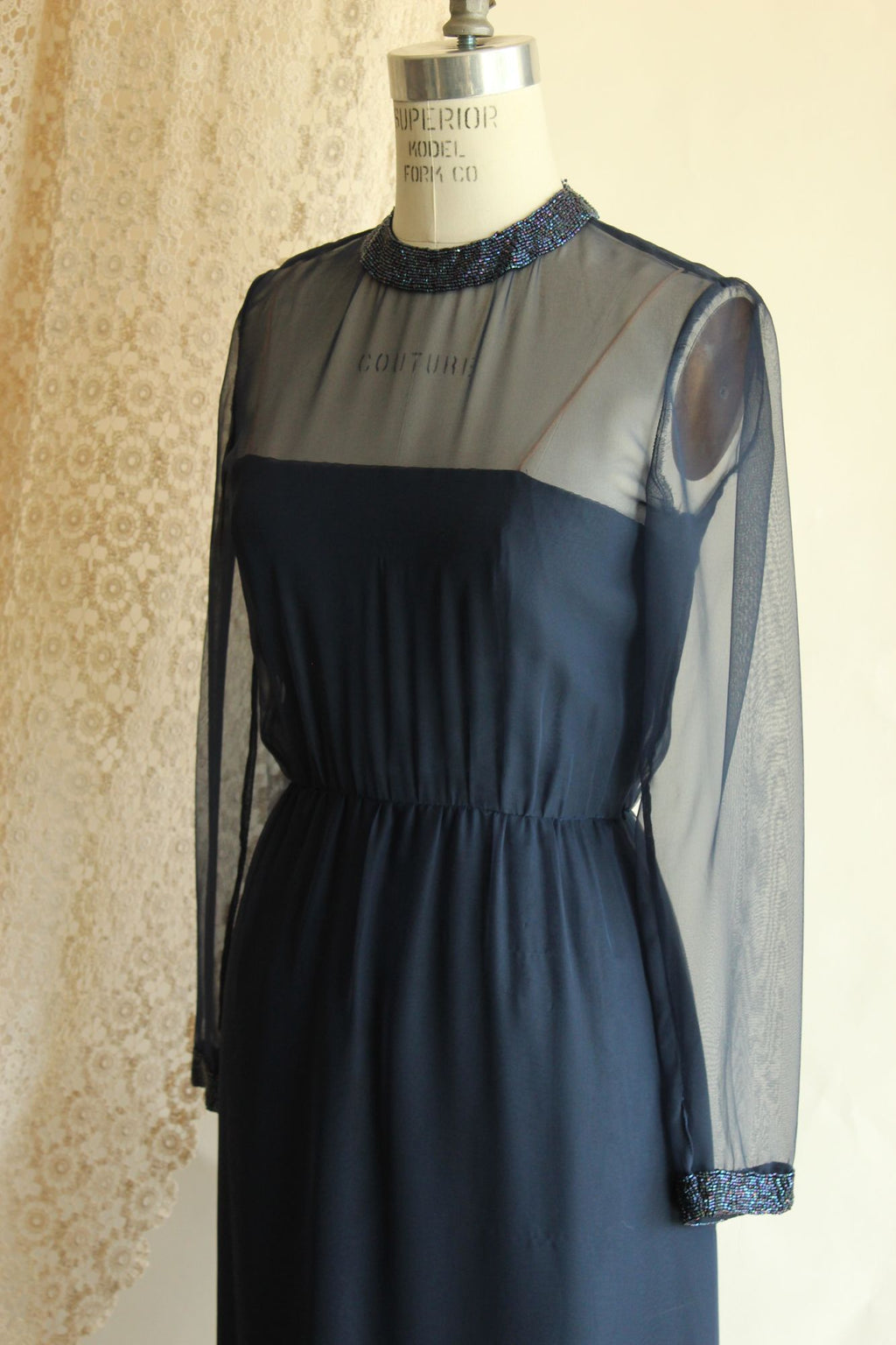 Vintage 1960s Victoria Royal Ltd. Navy Blue Cocktail Dress