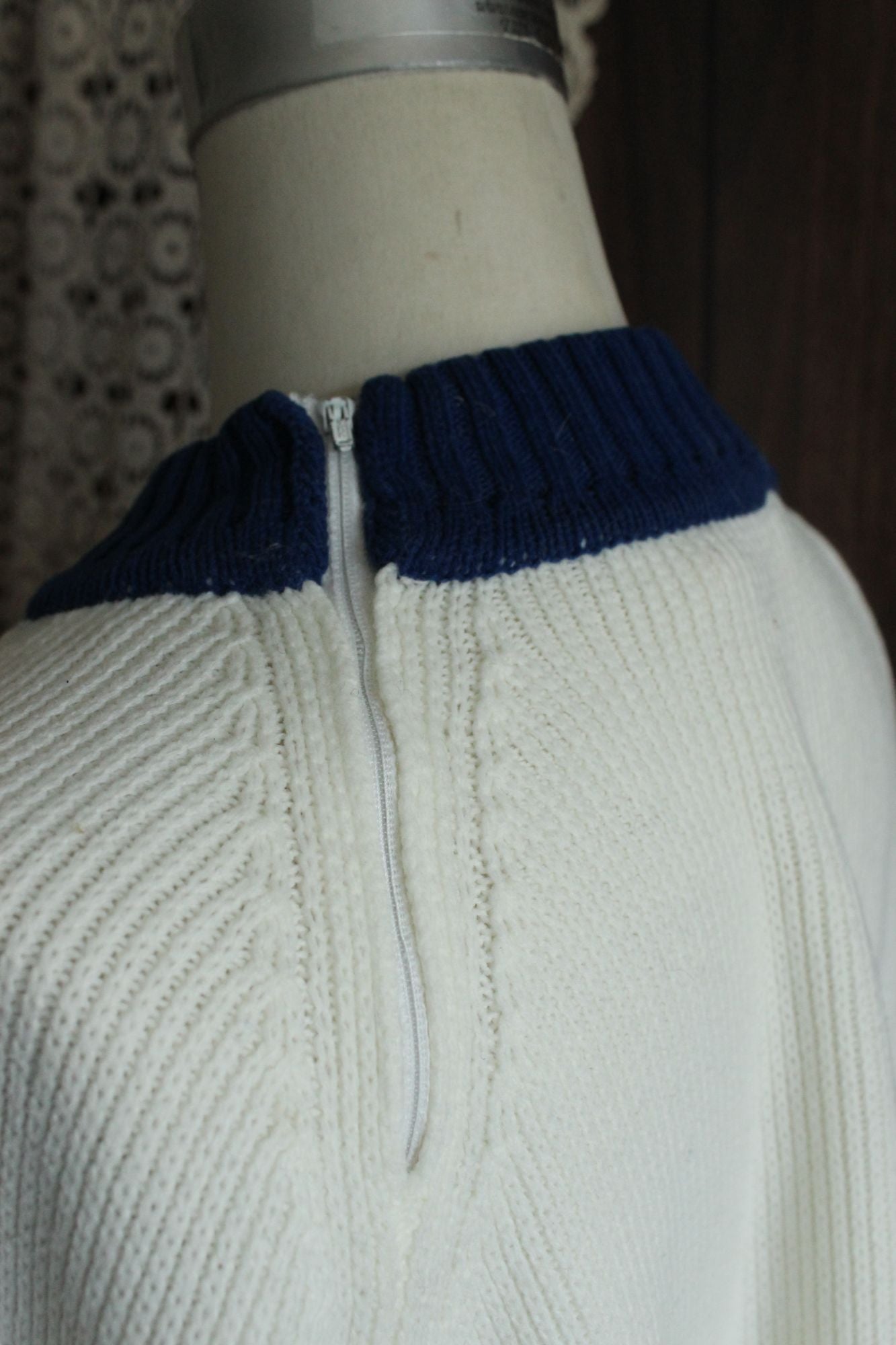 Vintage 1970s The Campus Shop Nordic Style Blue and White Jumper