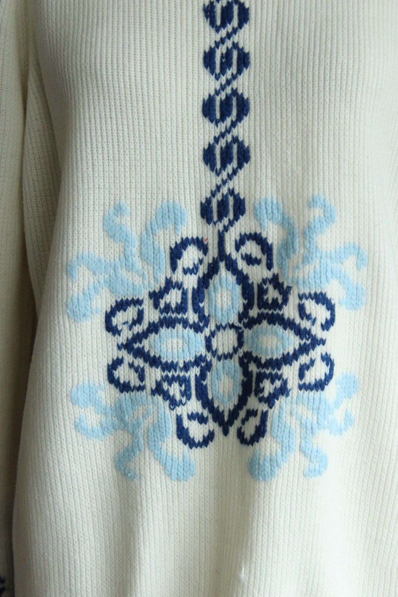 Vintage 1970s The Campus Shop Nordic Style Blue and White Jumper