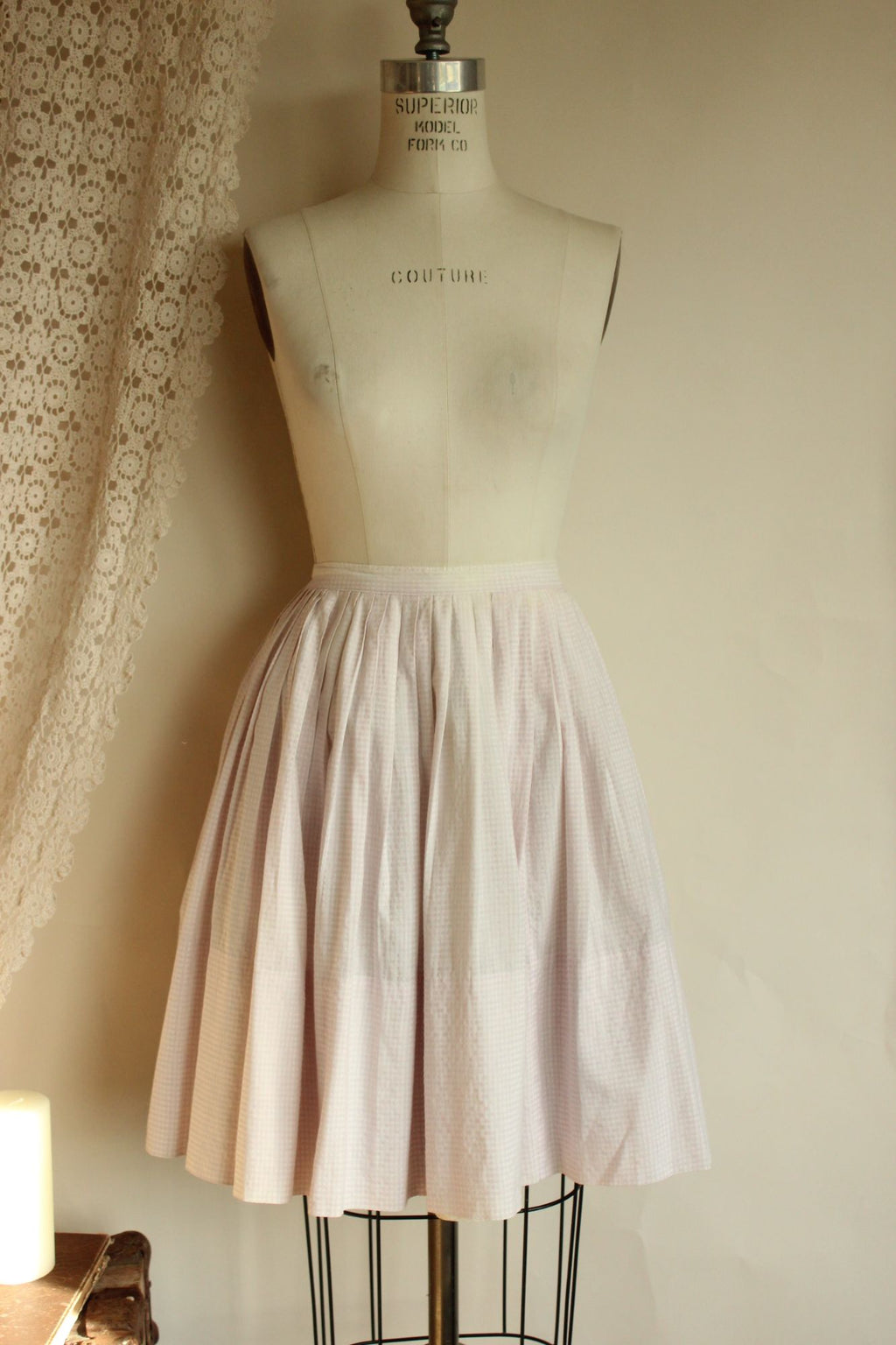 Vintage 1950s Fritzi Of CA Purple Gingham Full Circle Skirt