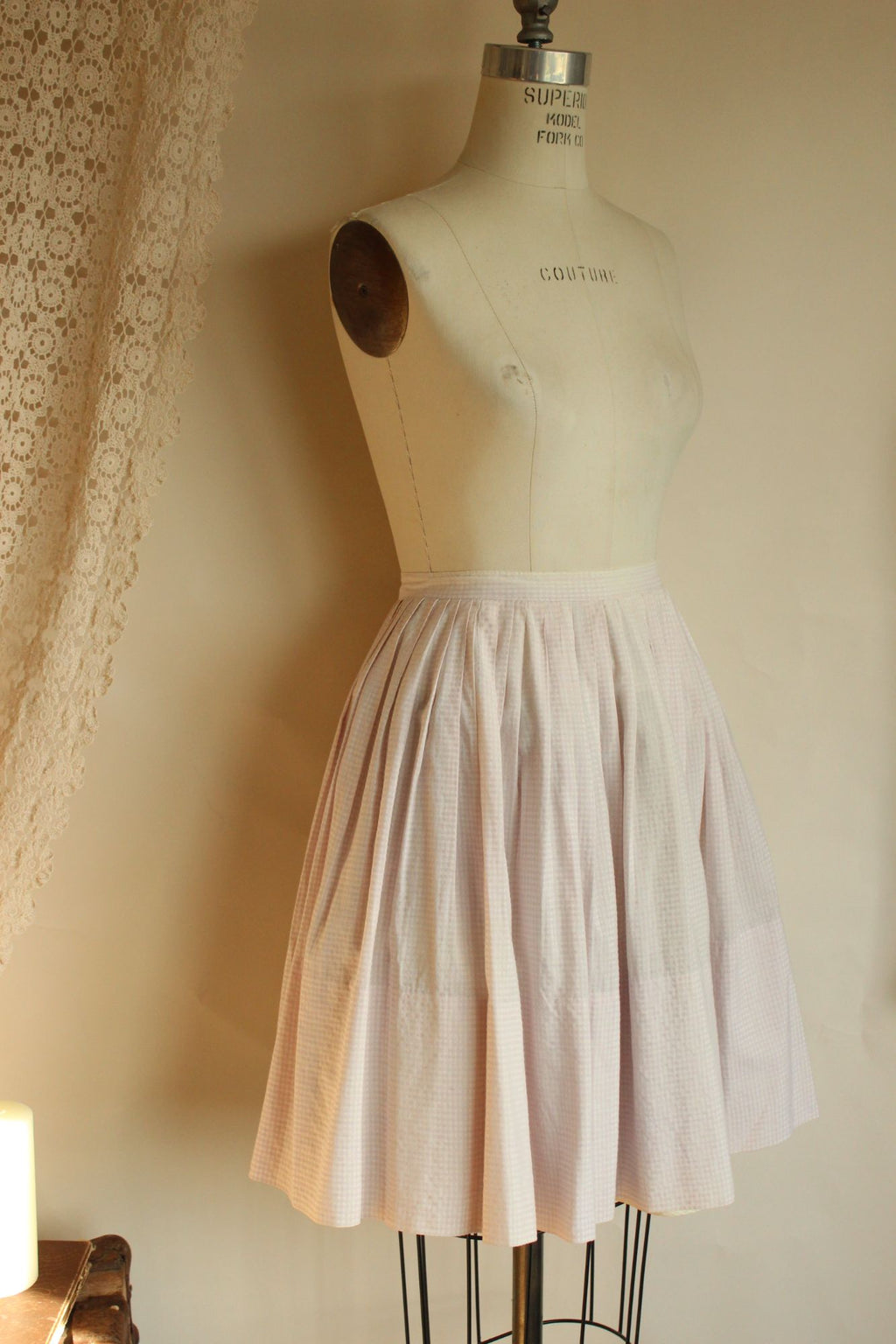 Vintage 1950s Fritzi Of CA Purple Gingham Full Circle Skirt