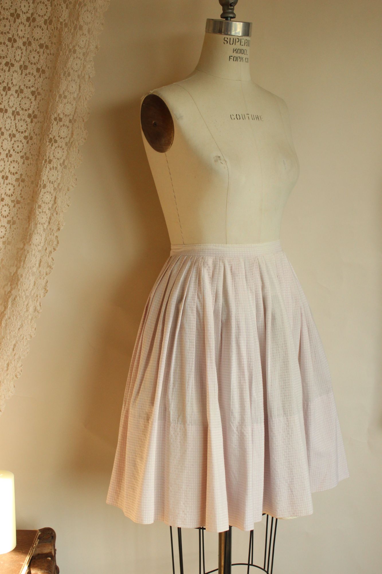 Vintage 1950s Fritzi Of CA Purple Gingham Full Circle Skirt