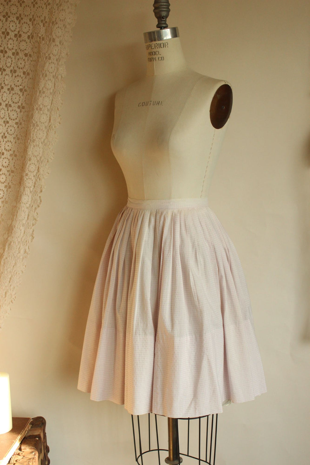 Vintage 1950s Fritzi Of CA Purple Gingham Full Circle Skirt