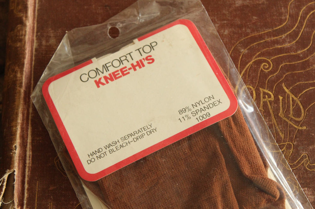 Vintage 1980s 1990s Knee High Stockings,in Suntan