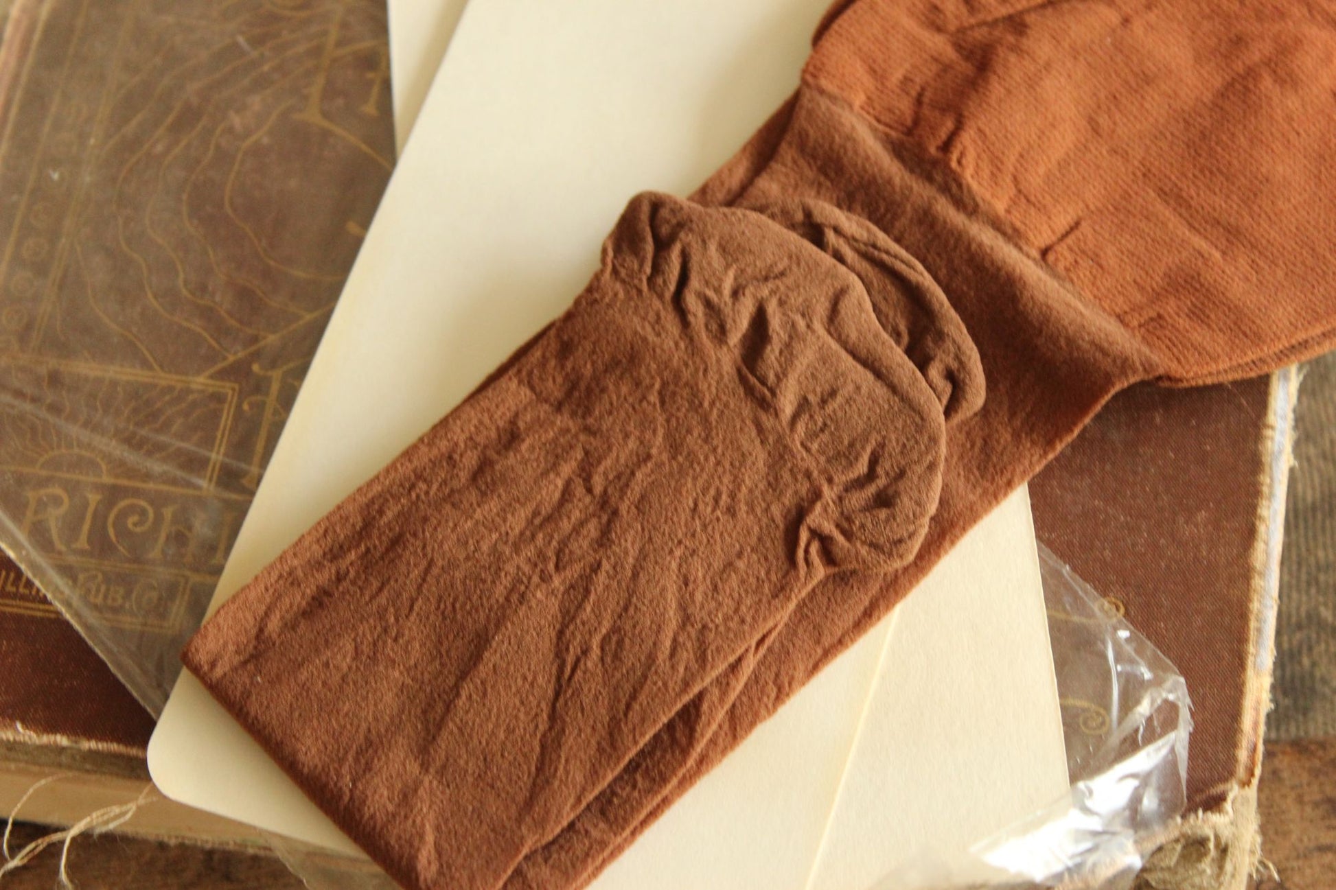 Vintage 1980s 1990s Knee High Stockings,in Suntan