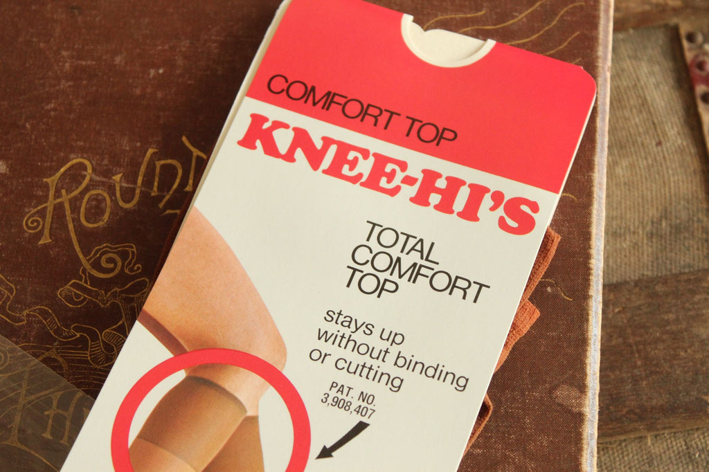 Vintage 1980s 1990s Knee High Stockings,in Suntan