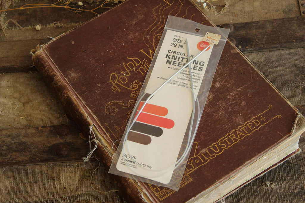 Vintage 1970s Knitting Needles, NOS Boye Size 1 Circular 29"