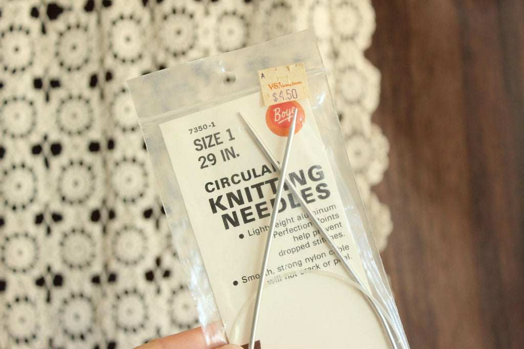 Vintage 1970s Knitting Needles, NOS Boye Size 1 Circular 29"