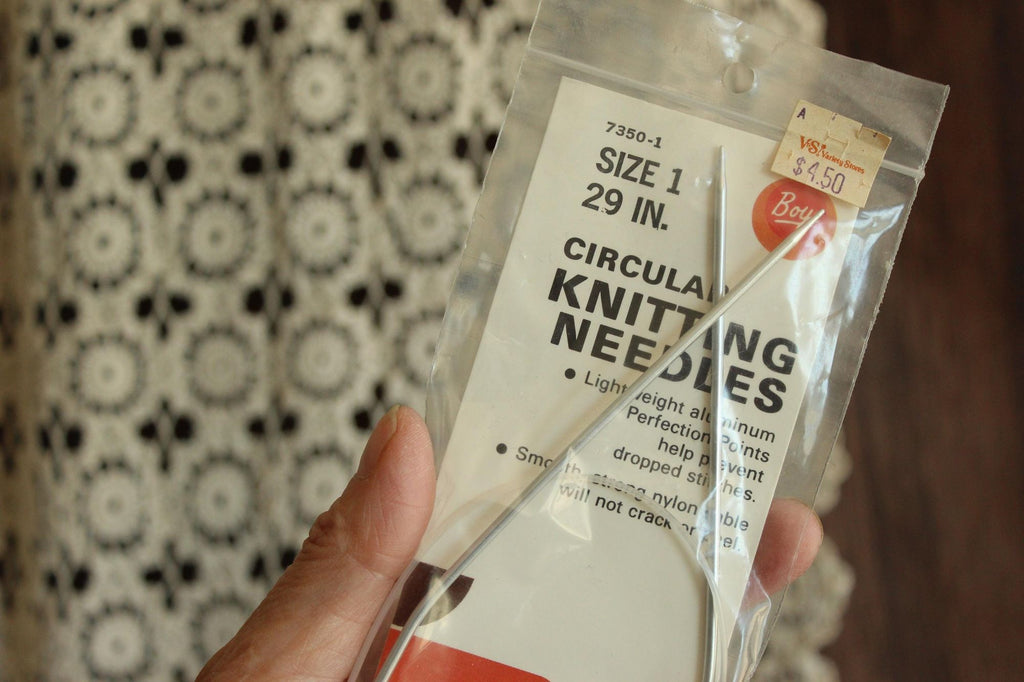 Vintage 1970s Knitting Needles, NOS Boye Size 1 Circular 29"